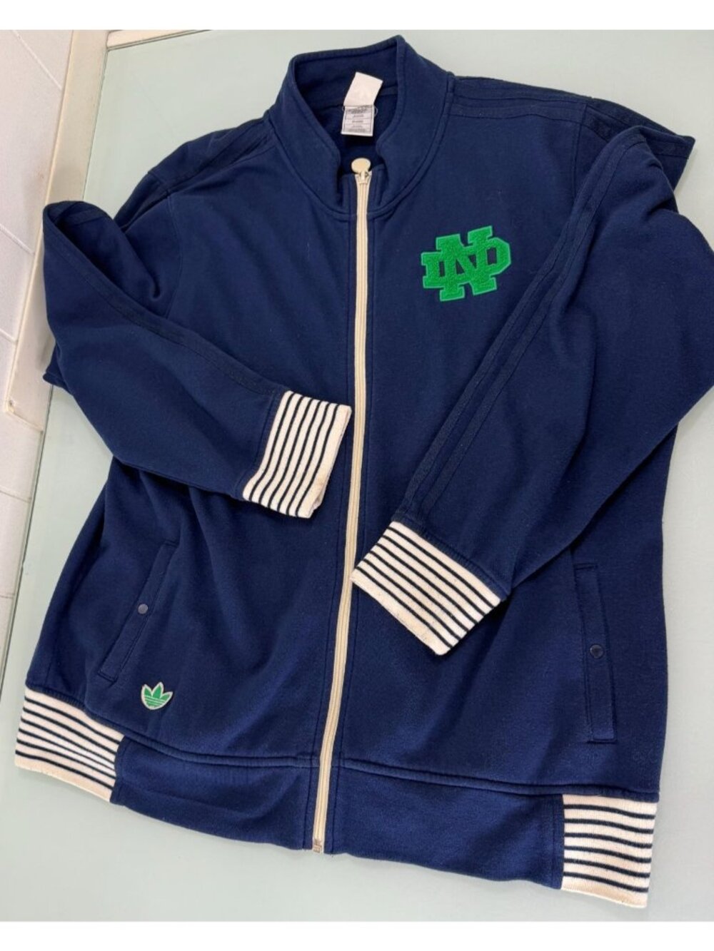Vintage Notre Dame Adidas Track Jacket Mens XXL 2XL Full Zip Fighting Irish